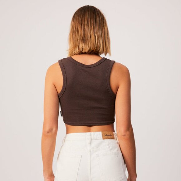 BNWT Afends - Chloe - Women's Hemp Ribbed Cropped Brown Tank Top - Picture 5 of 7